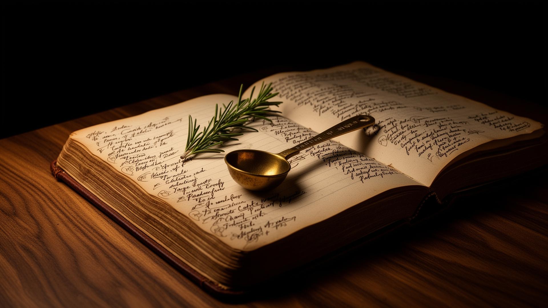 Open manuscript on walnut with handwritten margin notes